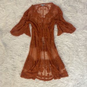 She + Sky Cantelope Lace Kimono